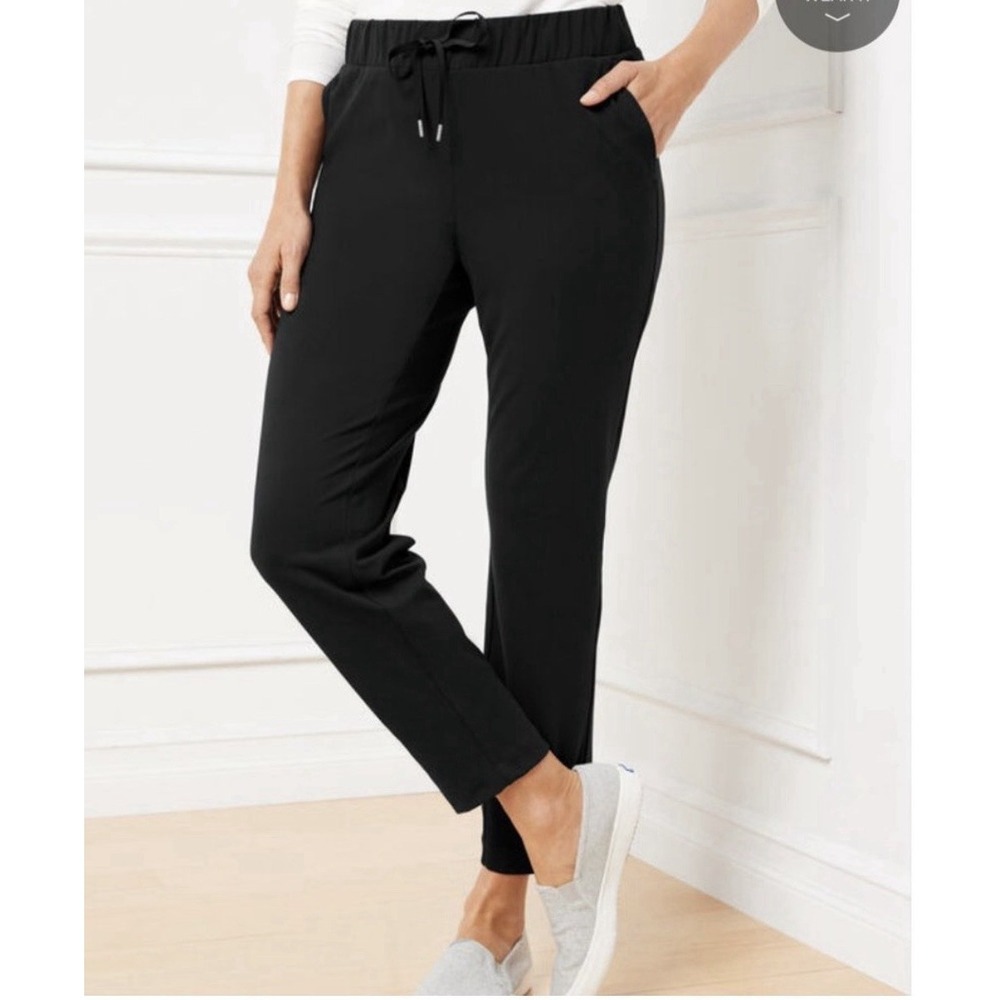 T by Talbots Out & About Stretch Pants Size S Black Pull On Travel Comfort EUC